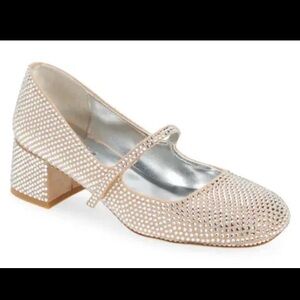 Jeffrey Campbell‎ Regal Champagne Crystal Square Toe Mary Jane Pumps Rhinestone